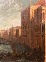 Olio su tela. Venezia canal grande . Francesco Tironi . Cerchia . XVIII secolo