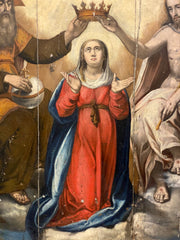 Olio su tavola . Incoronazione della vergine . Lombardo Veneto XVI secolo