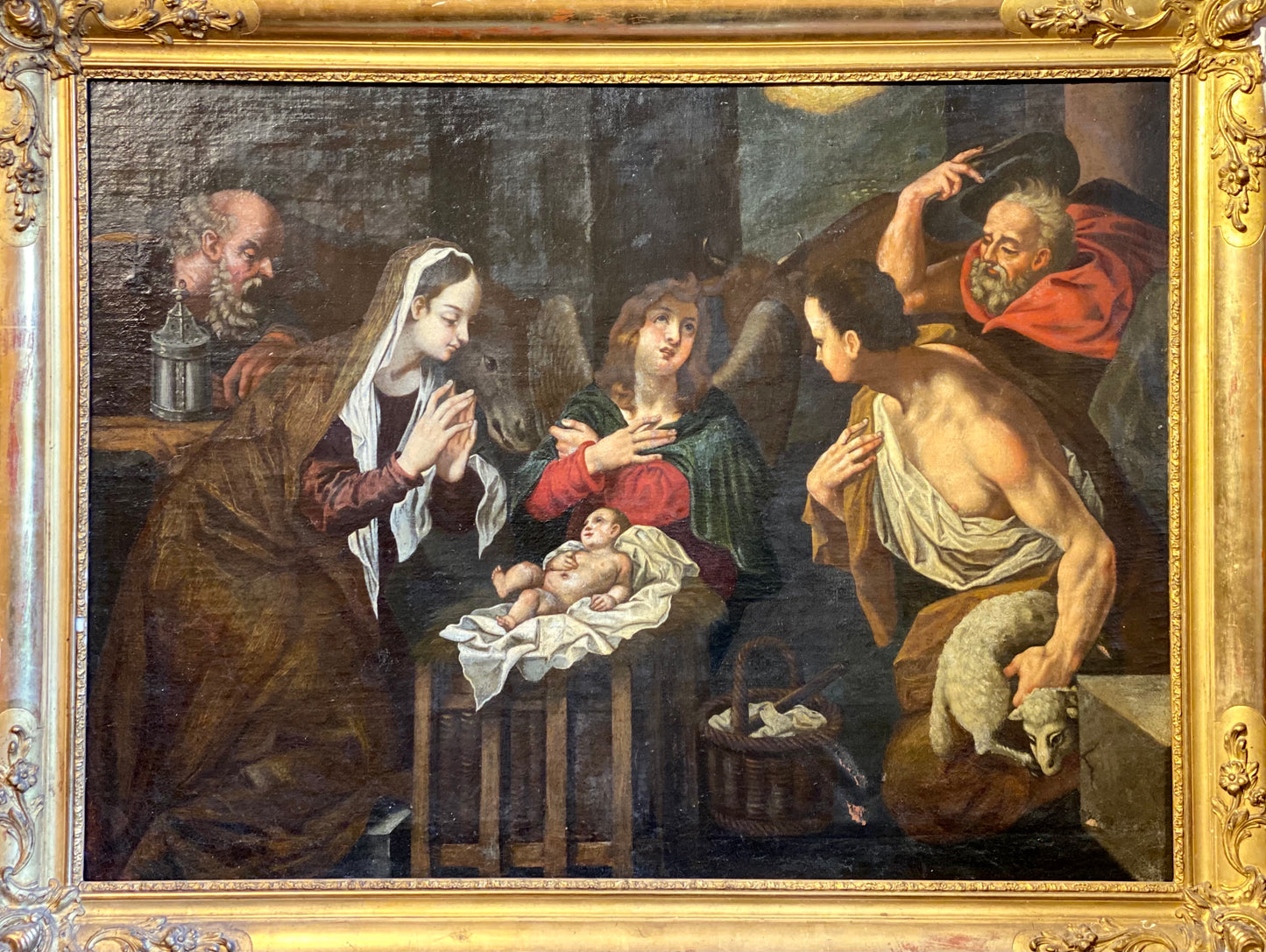 Oil on canvas Nativity Lombard school 18th century