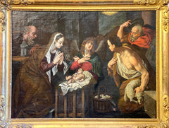 Olio su tela Natività Scuola lombarda XVIII secolo