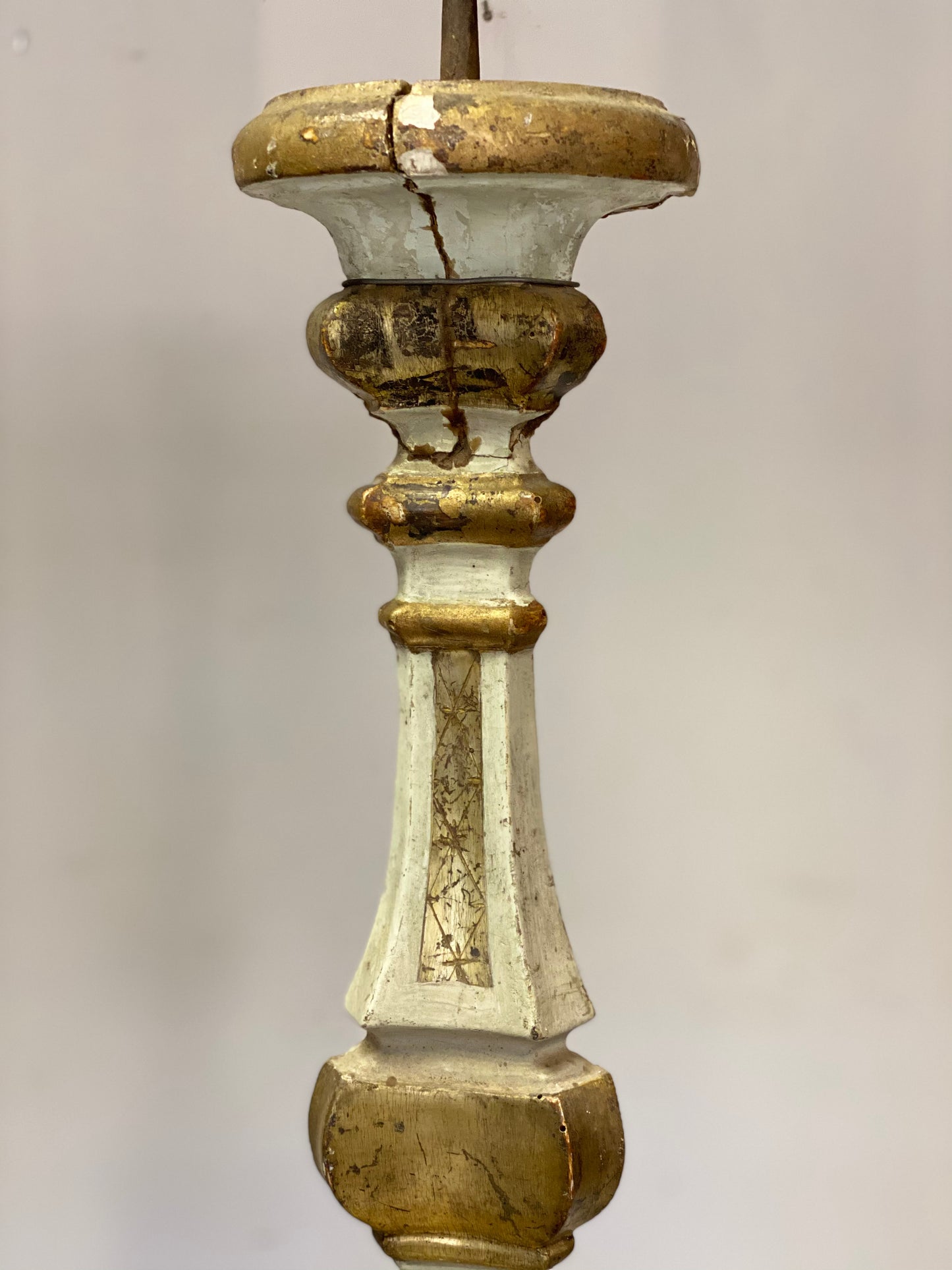Pair of gilded carved wooden candlesticks. Louis XIV brand