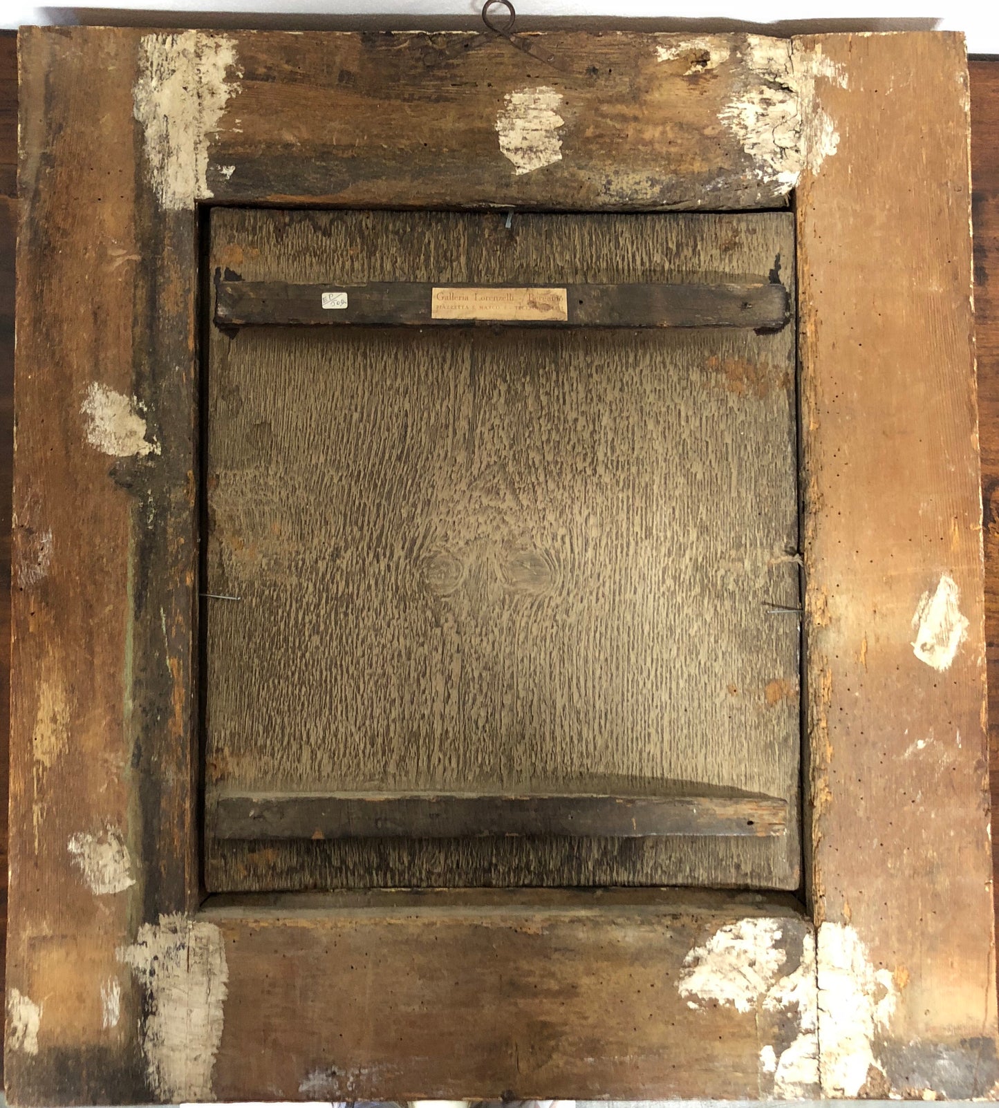 Sacra Famiglia tempera su tavola con cornice coeva . XVI secolo