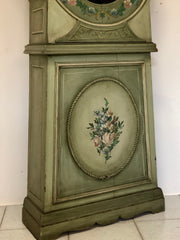 Orologio a colonna pendolo laccato dipinto . Funzionante