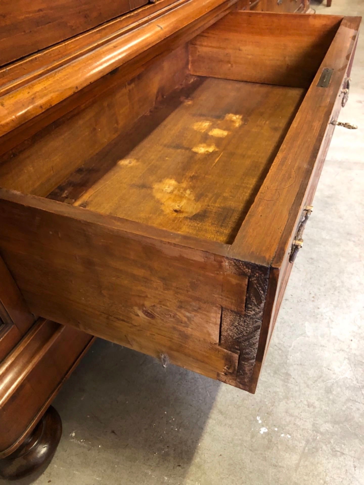 Lombard Charles X wardrobe, four doors, walnut. 19th century