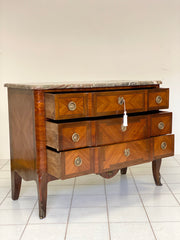 Cassettone Napoleone III in bois de rose con piano in marmo. XIX secolo