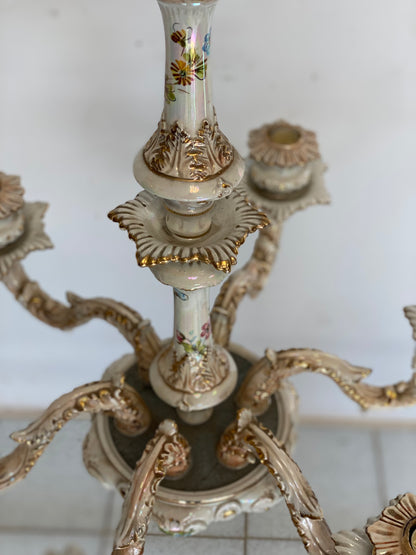 Lampadario sei luci in ceramica di bassano . XX secolo