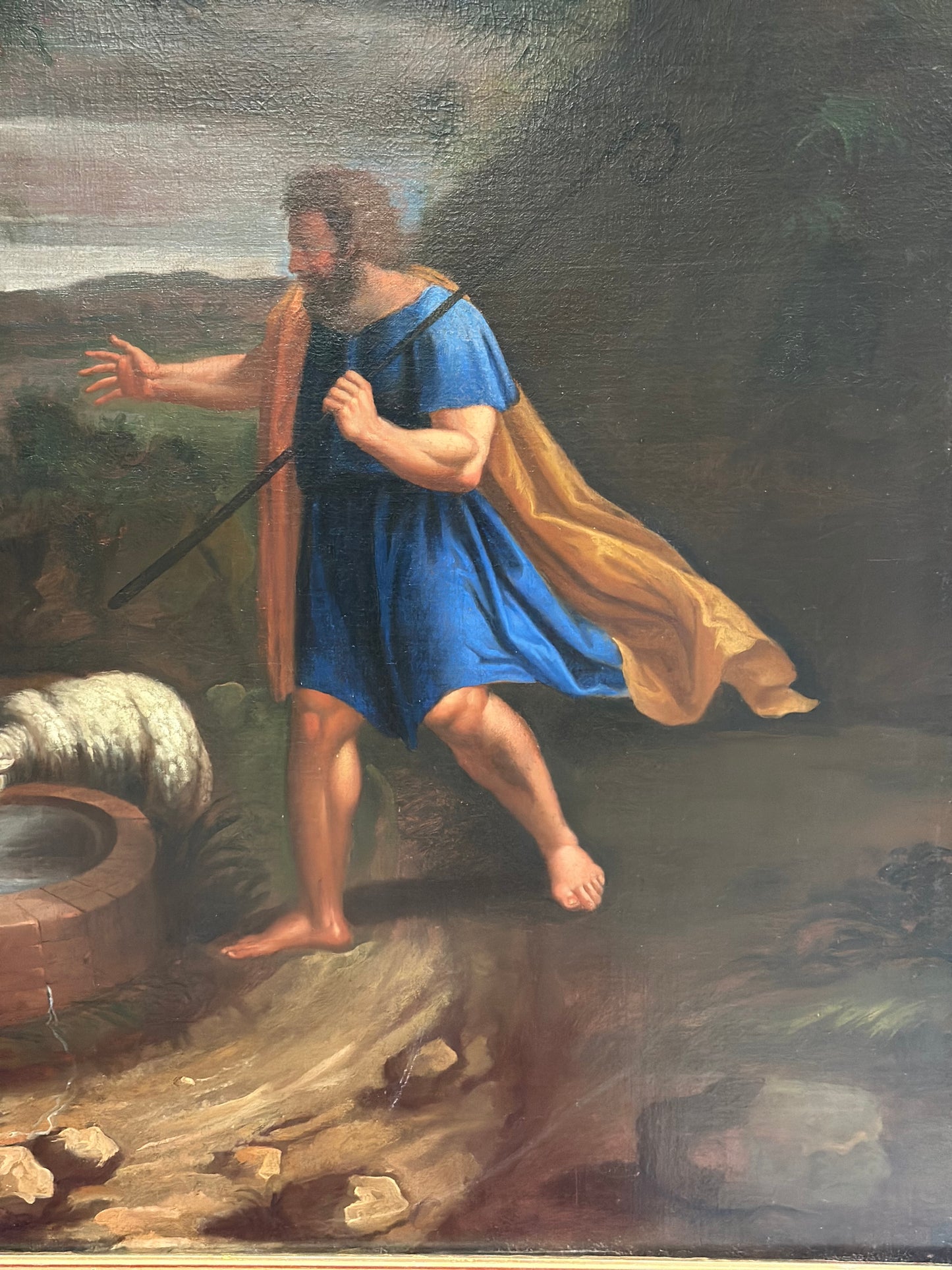 Olio su tela . Mosé con le figlie di Jetro.  XVIII secolo
