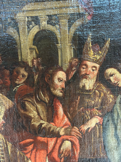 Sposalizio della Vergine.
olio su tela ,scuola toledana, entourage di Luis Tristán.