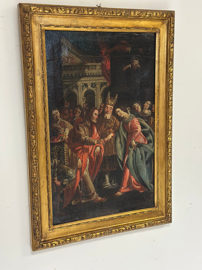 Sposalizio della Vergine.
olio su tela ,scuola toledana, entourage di Luis Tristán.