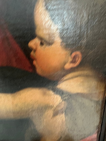 Olio su tela Madonna con il bimbo e San Giovannino . Andrea del Sarto copia da .  XVI secolo