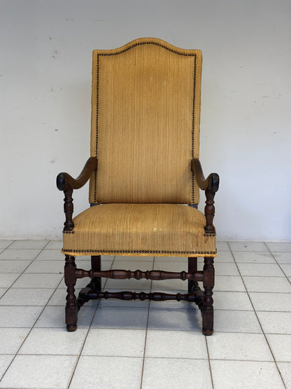 Poltrona Luigi XIV barocca lombarda noce rocchetto