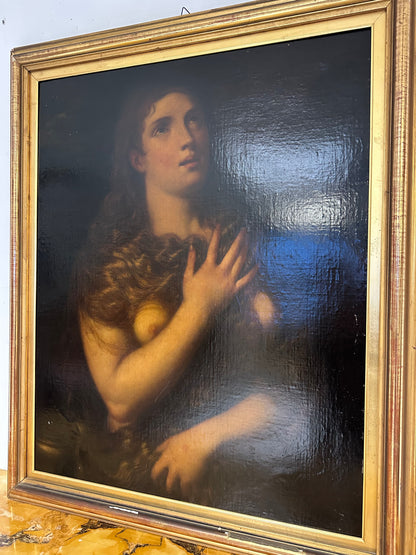 Autore: TIZIANO VECELLIO (seguace),
Soggetto: Maddalena penitente
Tecnica: (olio su tela).
Dimensioni: 90 x 70