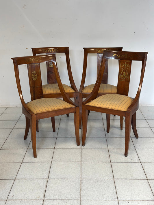 Gruppo di quattro sedie a gondola XIX secolo