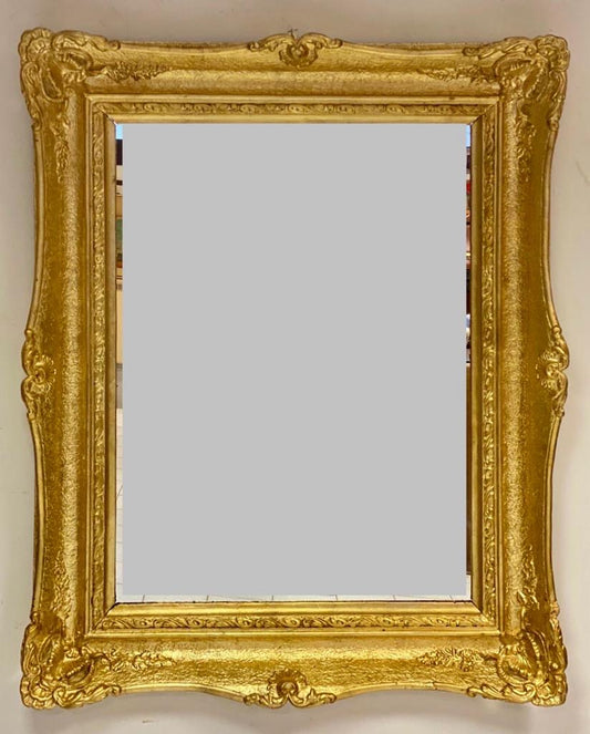 Lombard cabaret mirror in gilded carved wood, 19th century. 133 x 107