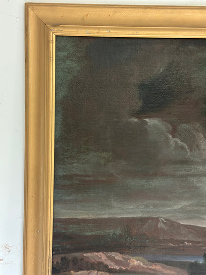 Olio su tela . Mosé con le figlie di Jetro.  XVIII secolo