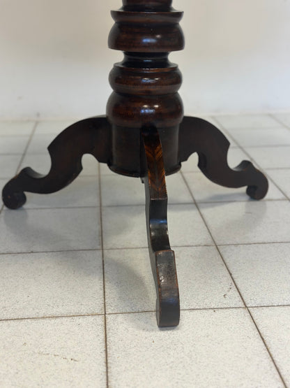 Tavolino-Rolino intarsiato rotondo seconda metà 1800