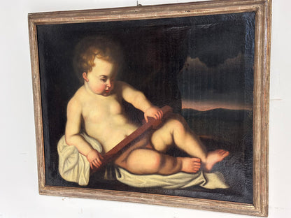 Olio su tela Bambino Gesù con croce XVII secolo
Guido Reni (bottega)