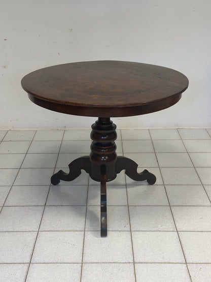 Tavolino-Rolino intarsiato rotondo seconda metà 1800