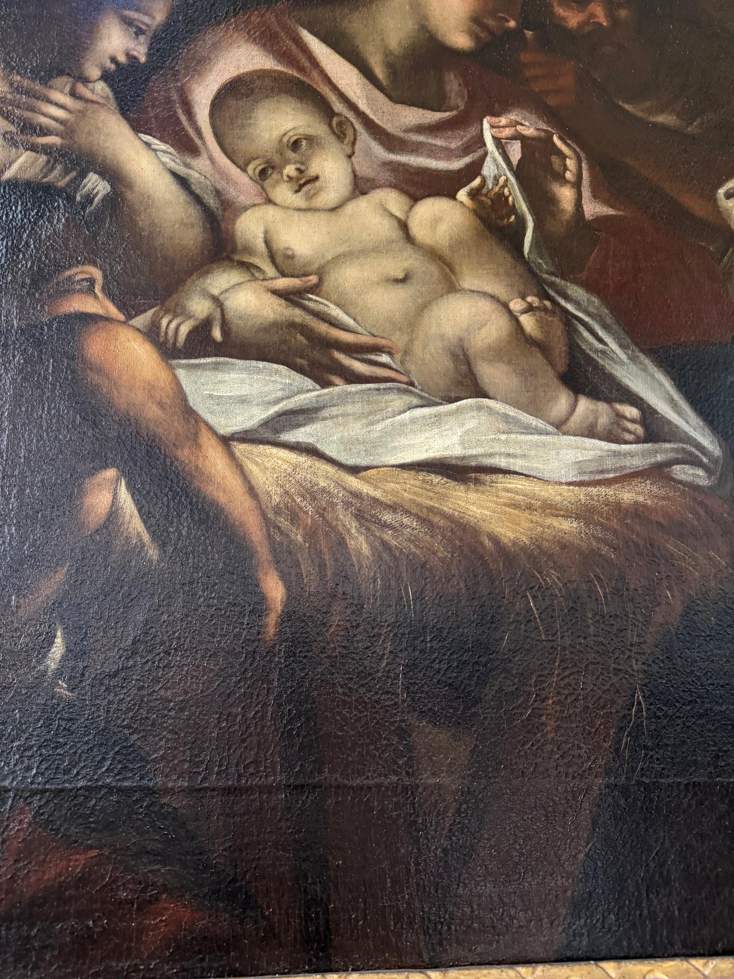 Olio su tela natività . Scuola veneta XVII secolo ambito di Antonio Balestra