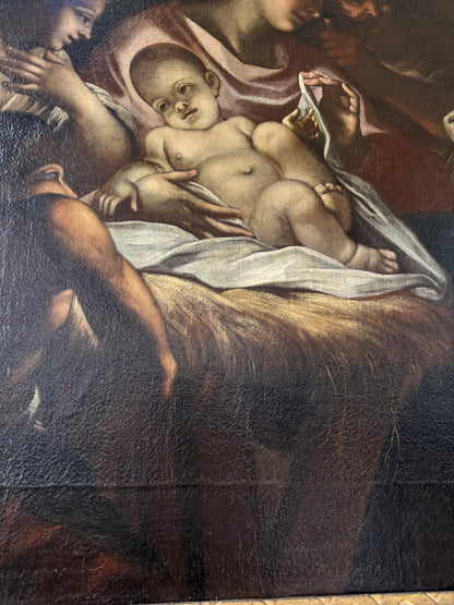 Olio su tela natività . Scuola veneta XVII secolo ambito di Antonio Balestra