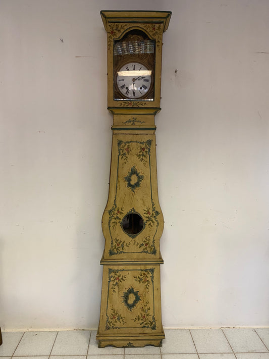 Lacquered and painted pendulum clock. 19th century