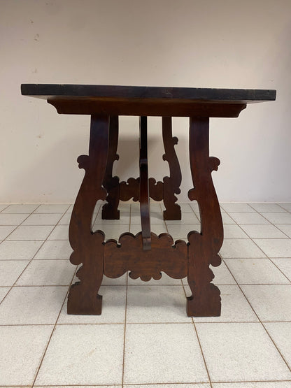 Refectory table with lyre legs. Lombardy 17th century