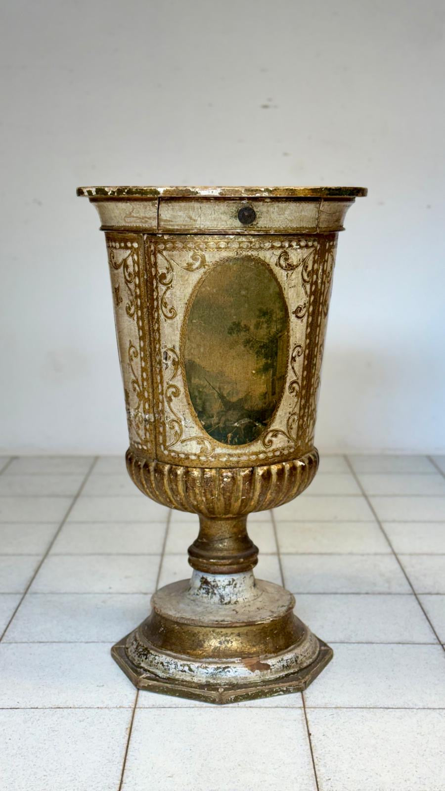 Colonna a calice impero laccata dipinta primo 900