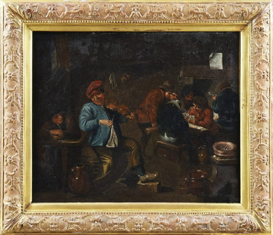 Olio su tela.   Scuola fiamminga epoca pieno 600