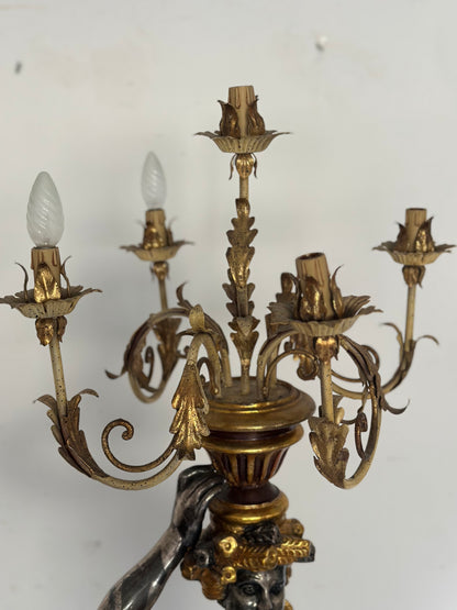 Lampada da terra. Moro di Venezia legno scolpito laccato dorato   XX secolo
