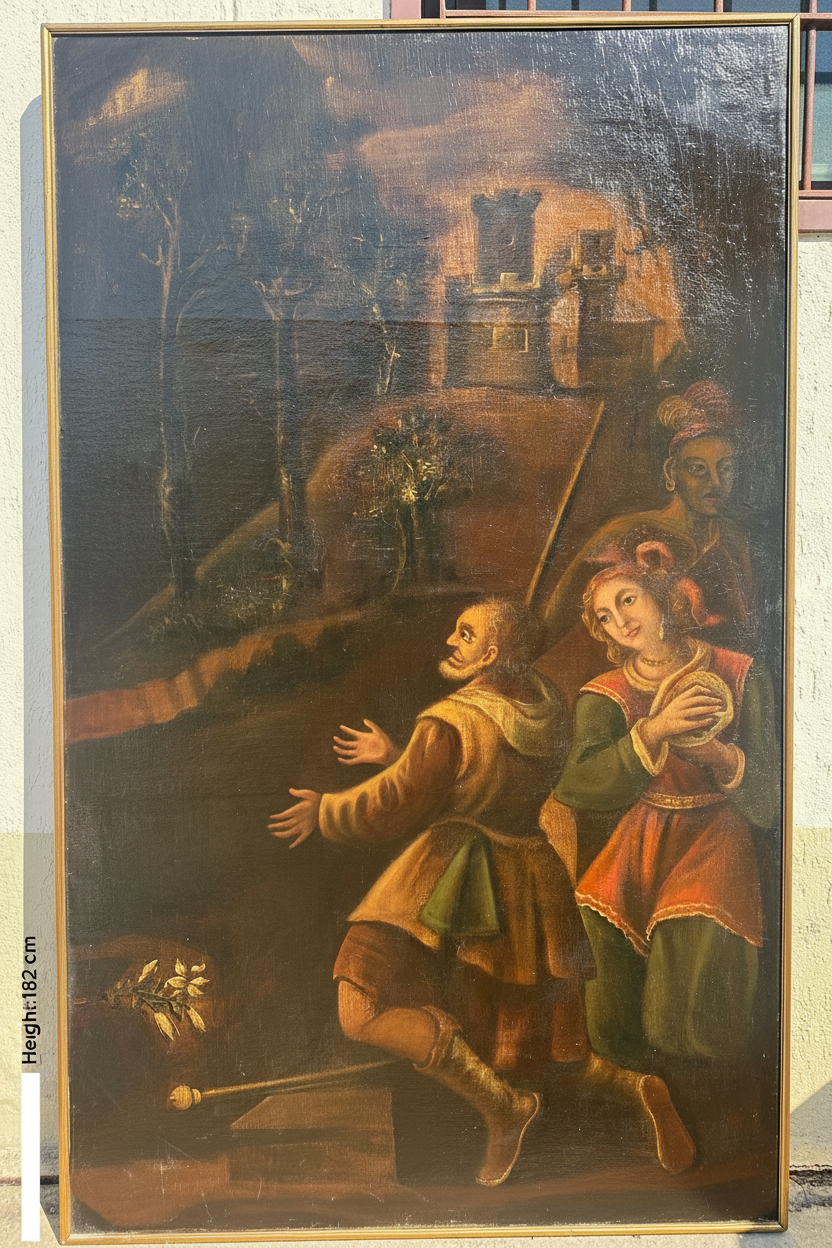 Olio su tela.  Scuola del XVII secolo.