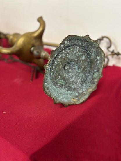 Coppia di lucerne fiorentine a olio in bronzo epoca prima metà del’ 700