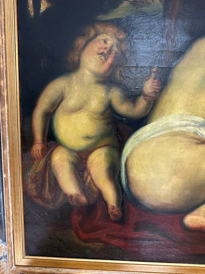 Olio su tela . L’infanzia di Zeus o di Giove .  Primi 800