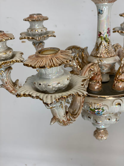 Lampadario sei luci in ceramica di bassano . XX secolo