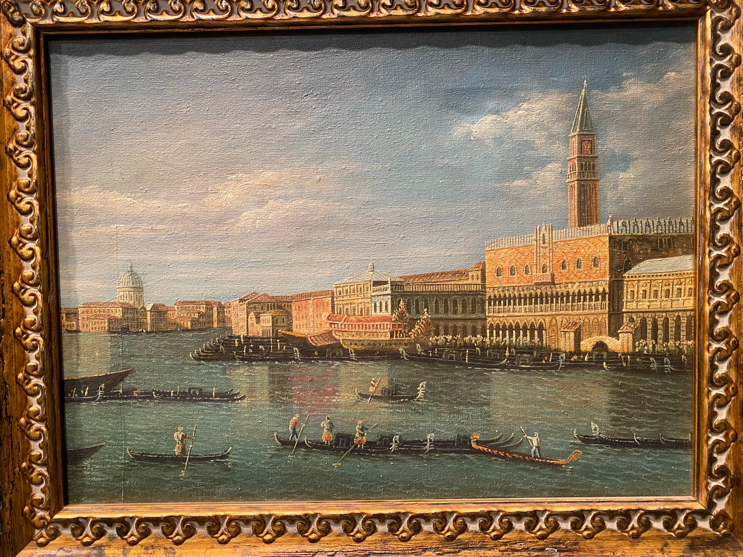 Antico dipinto ad olio su tela di Venezia fine ‘800 primi ‘900