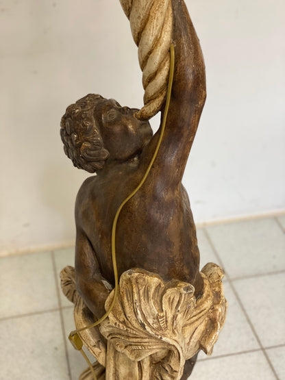 Moro veneziano scultura in legno scolpito laccato sei lumi . XIX secolo