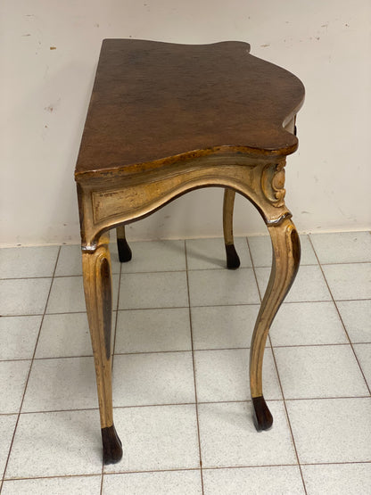 lacquered console painted fake marble top. Lombardy Piedmont mid 19th century