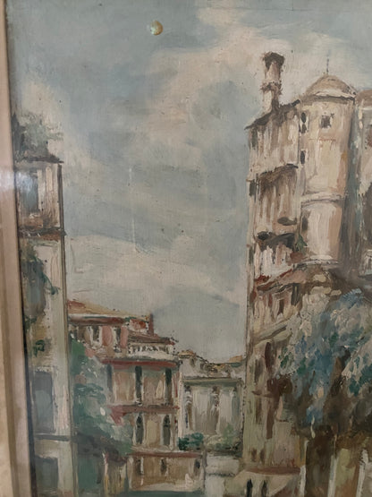 Painting. Venice oil on panel. Giuseppe Riva Ivrea, 1834 - 1916)