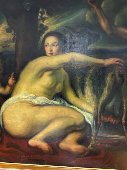 Olio su tela . L’infanzia di Zeus o di Giove .  Primi 800