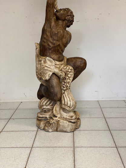 Moro veneziano scultura in legno scolpito laccato sei lumi . XIX secolo