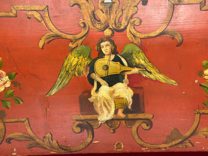 Culla tirolese in legno laccato dipinto epoca 800.