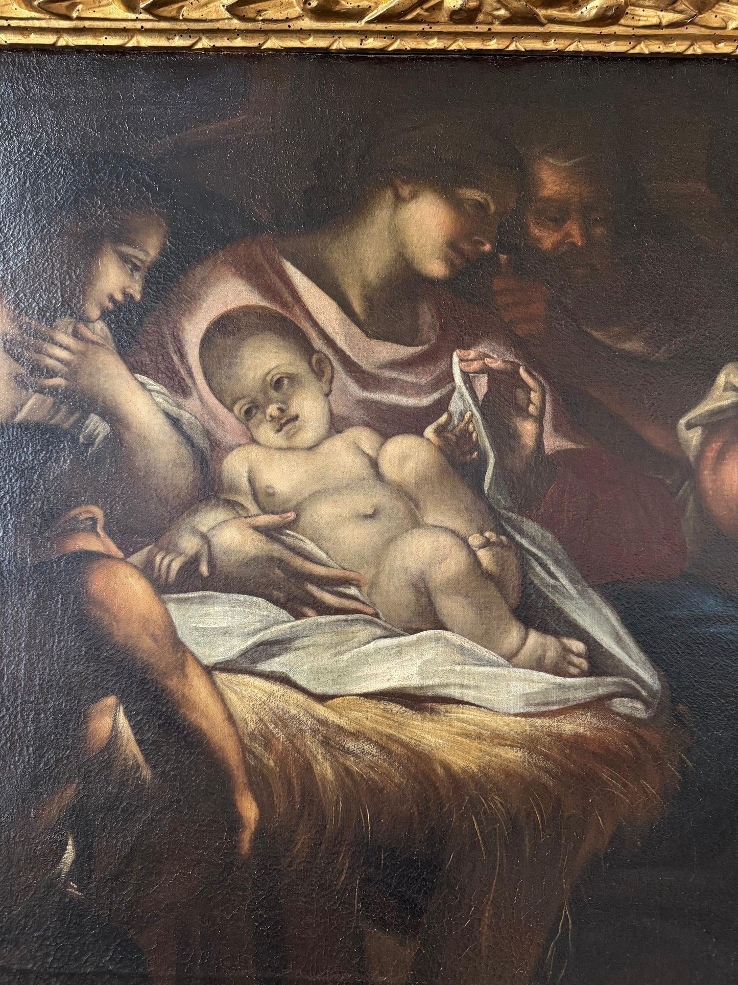 Olio su tela natività . Scuola veneta XVII secolo ambito di Antonio Balestra