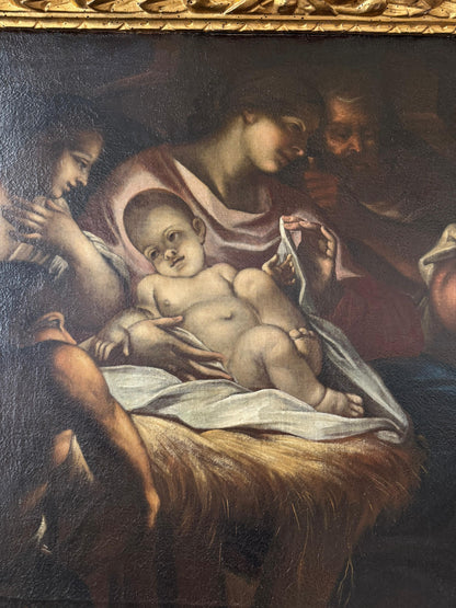 Olio su tela natività . Scuola veneta XVII secolo ambito di Antonio Balestra