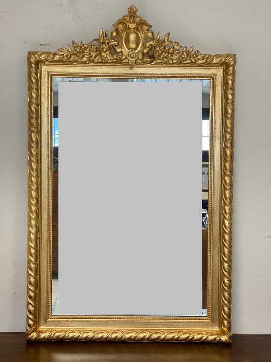 Gilded mirror with coat of arms. Lombardy 19th century