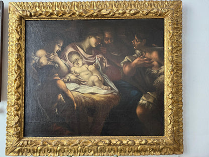 Olio su tela natività . Scuola veneta XVII secolo ambito di Antonio Balestra