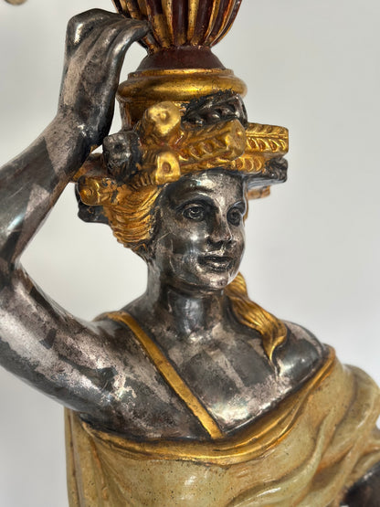 Lampada da terra. Moro di Venezia legno scolpito laccato dorato   XX secolo