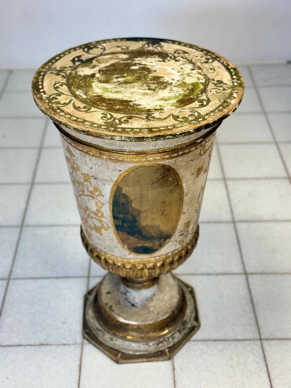 Colonna a calice impero laccata dipinta primo 900