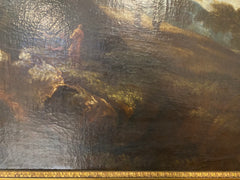 Olio su tela. Paesaggio con figure .XVII secolo