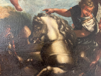 Scena biblica di caccia
Scuola  di Salvator Rosa olio su tela
fine XVII secolo