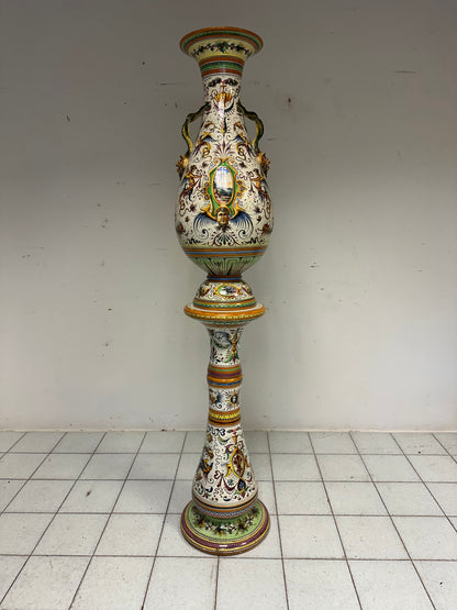 Egisto Fantecchi    Primo 900 vaso con colonna maiolica dipinta