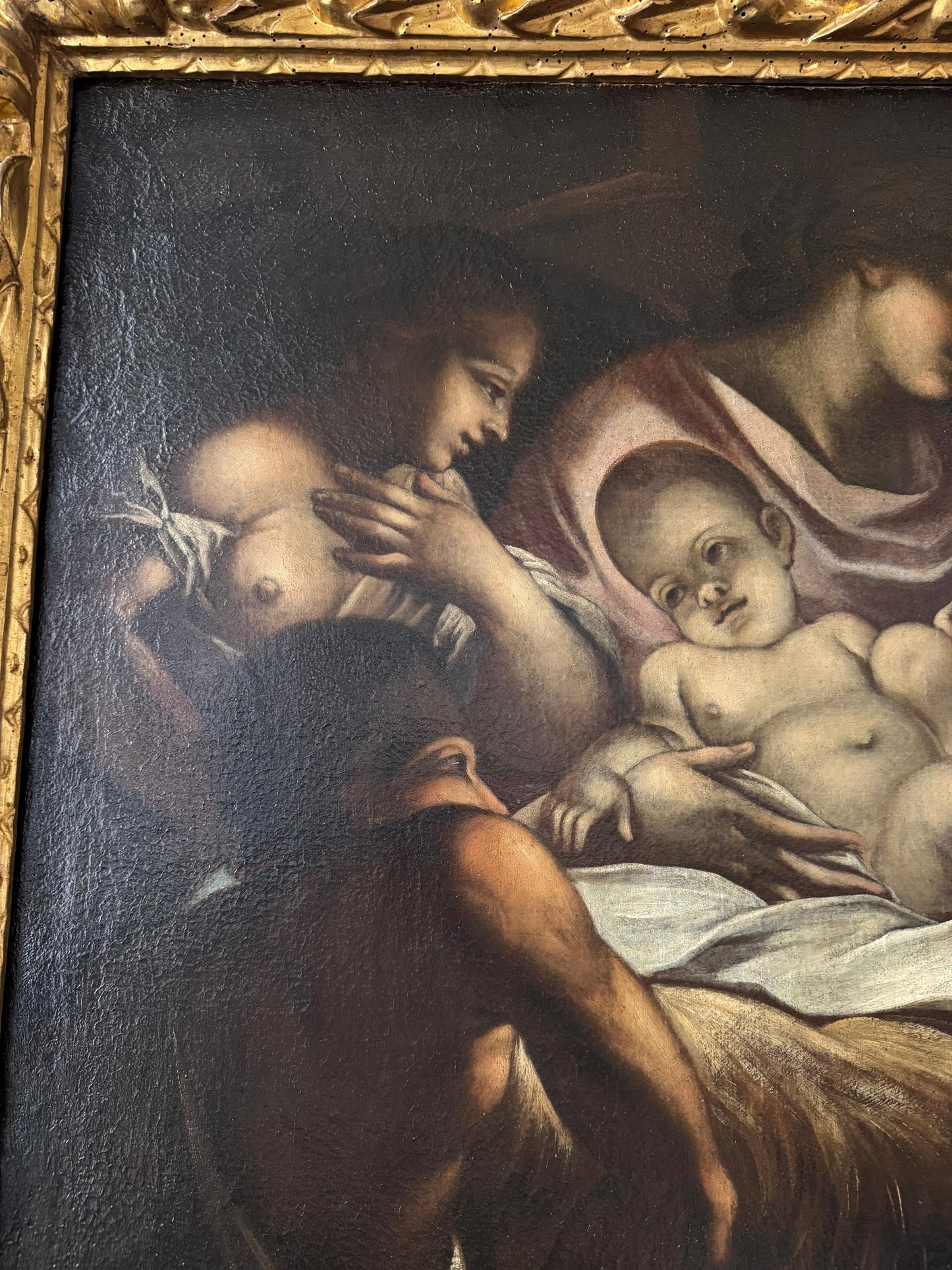 Olio su tela natività . Scuola veneta XVII secolo ambito di Antonio Balestra